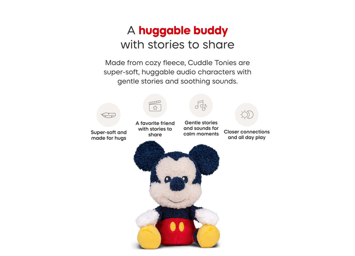 Tonies Cuddle Tonies Mickey Mouse plush character in navy, cream, red and yellow