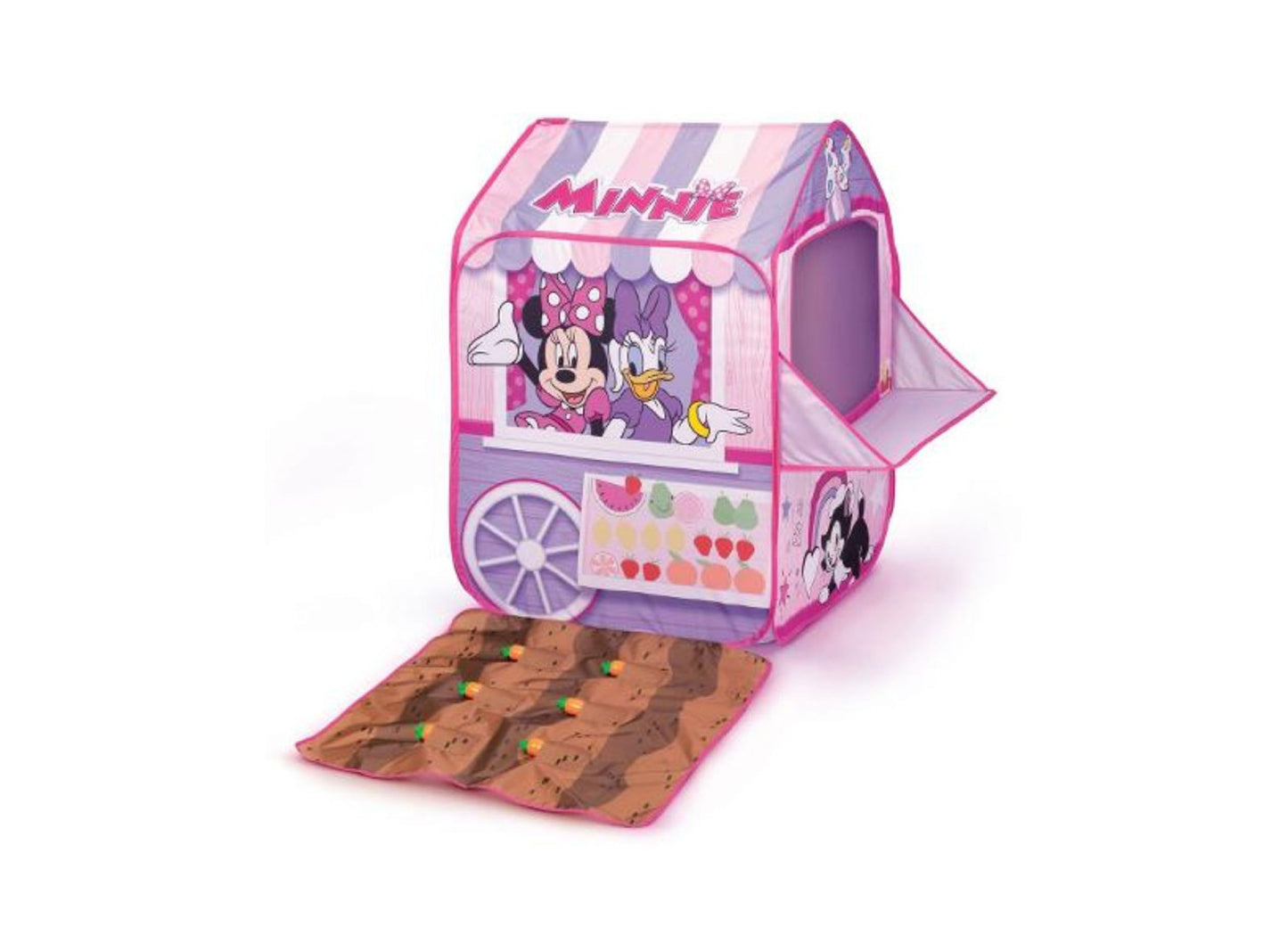 Minnie Mouse Feature Tent with play mat, pink and purple striped design