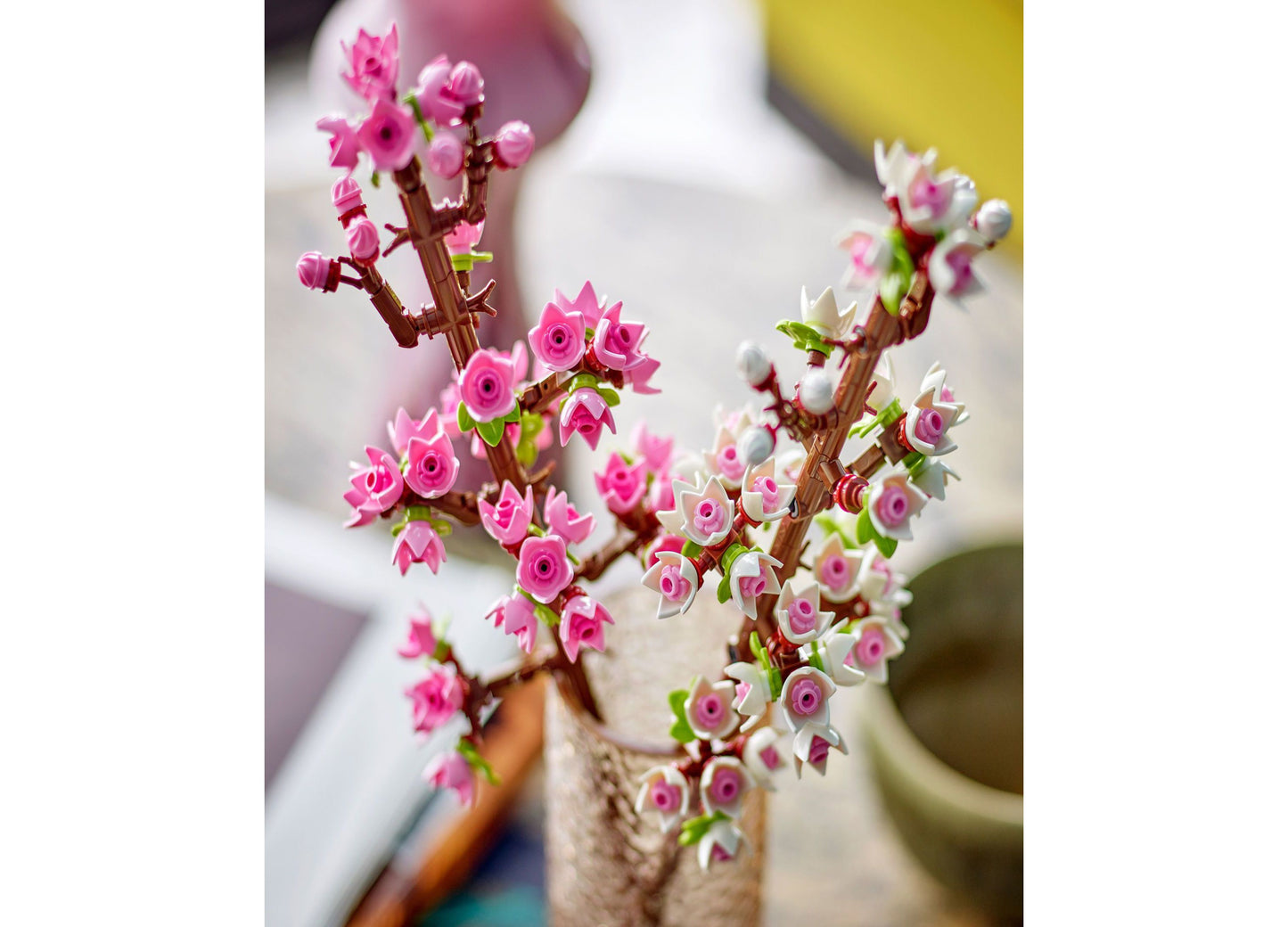 LEGO Cherry Blossoms Building Set 40725 with pink and white flower branches in ceramic pot