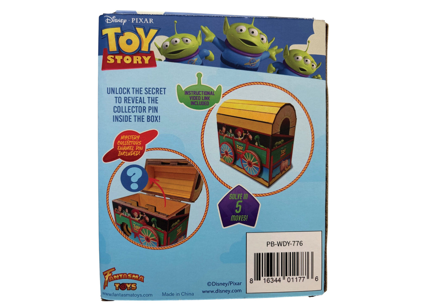 Toy Story Wooden Puzzle Box Andy's Toy Chest with mystery collector pin and instructional video link