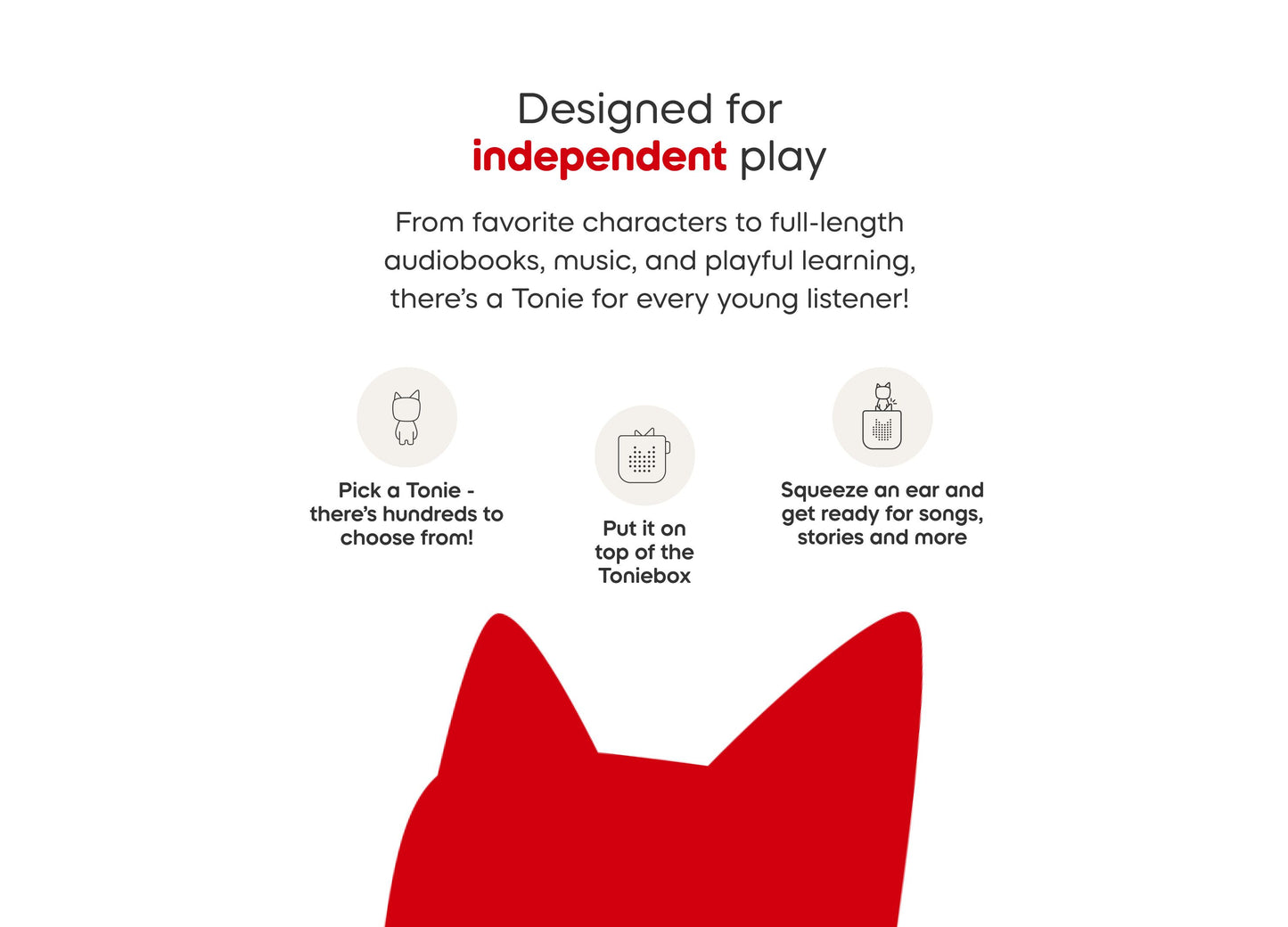 Tonies Leonardo Tonie figure with red ears on Toniebox speaker for kids ages 7+