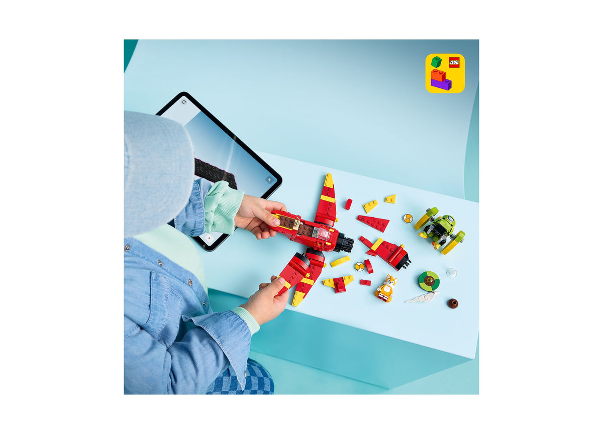 LEGO Sonic the Hedgehog Tails' Tornado-1 red and yellow biplane with minifigures and accessories