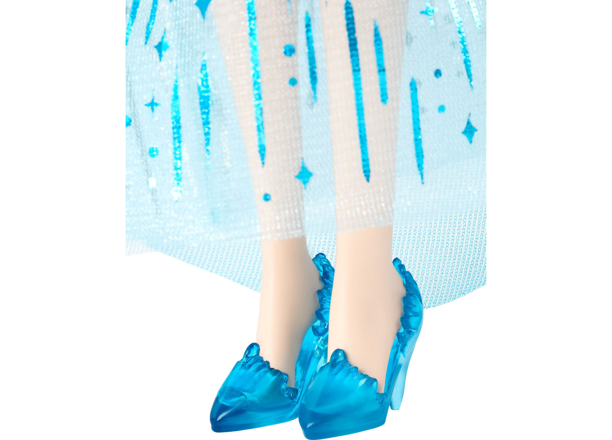 Disney Princess Singing Elsa 11-Inch Light-Up Fashion Doll in blue cape and dress with removable skirt and shoes