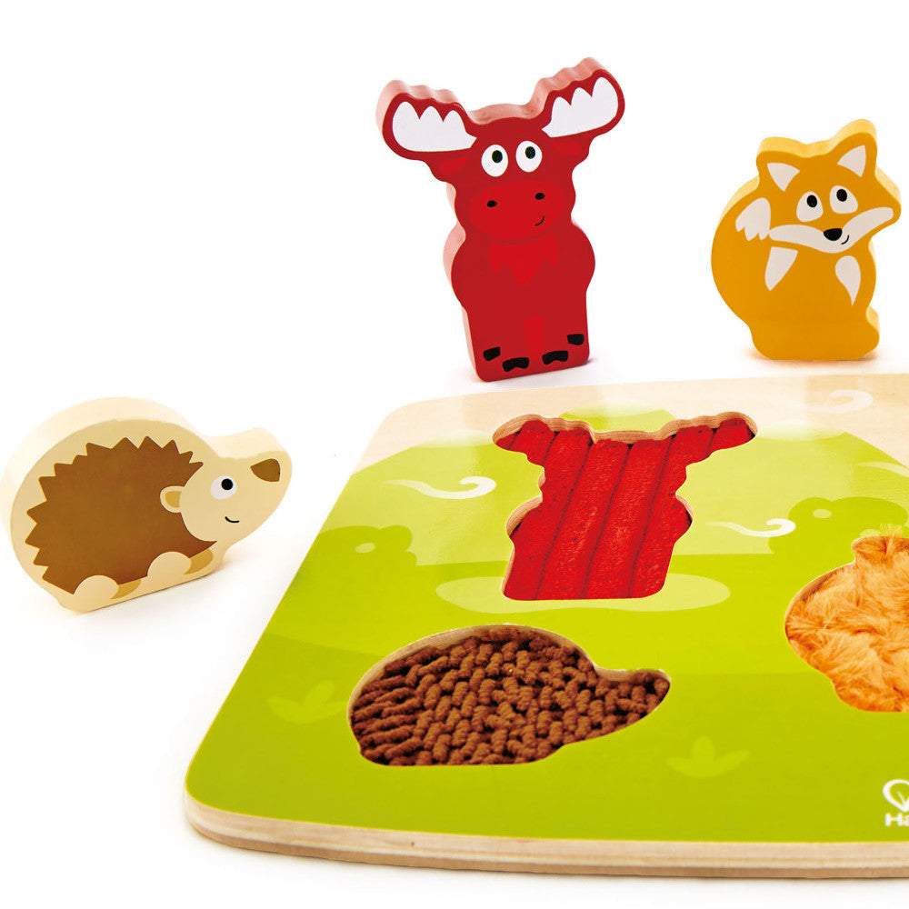 Hape: Forest Animal Tactile Puzzle - 6pc Wooden Sensory Toy