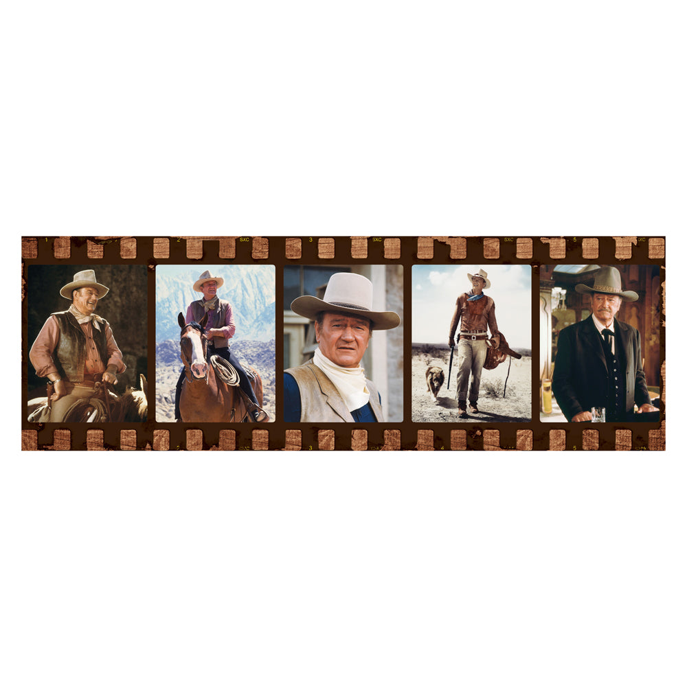 John Wayne Forever in Film 1000 piece panoramic jigsaw puzzle featuring classic western movie scenes