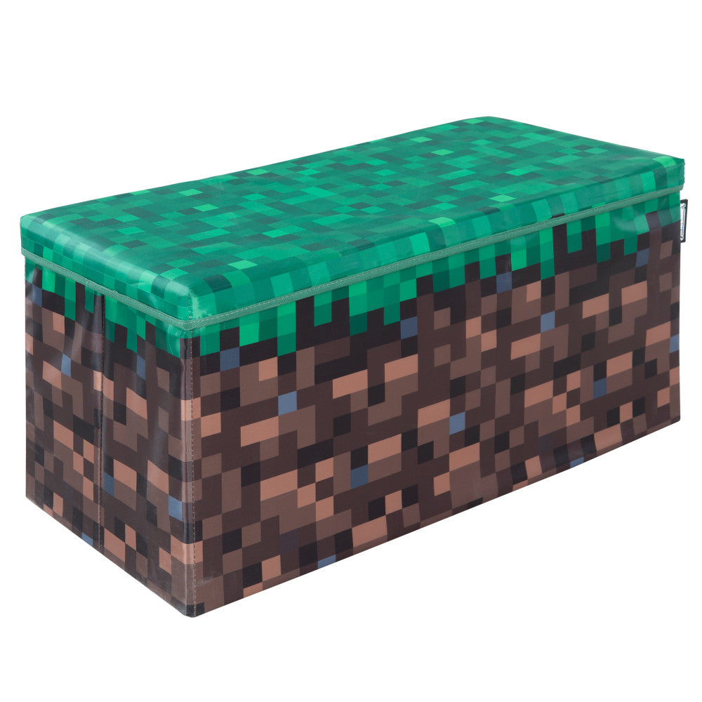 Minecraft: Bench Storage Box - Large - Pixel Grass Block, Collapsible Toy Storage