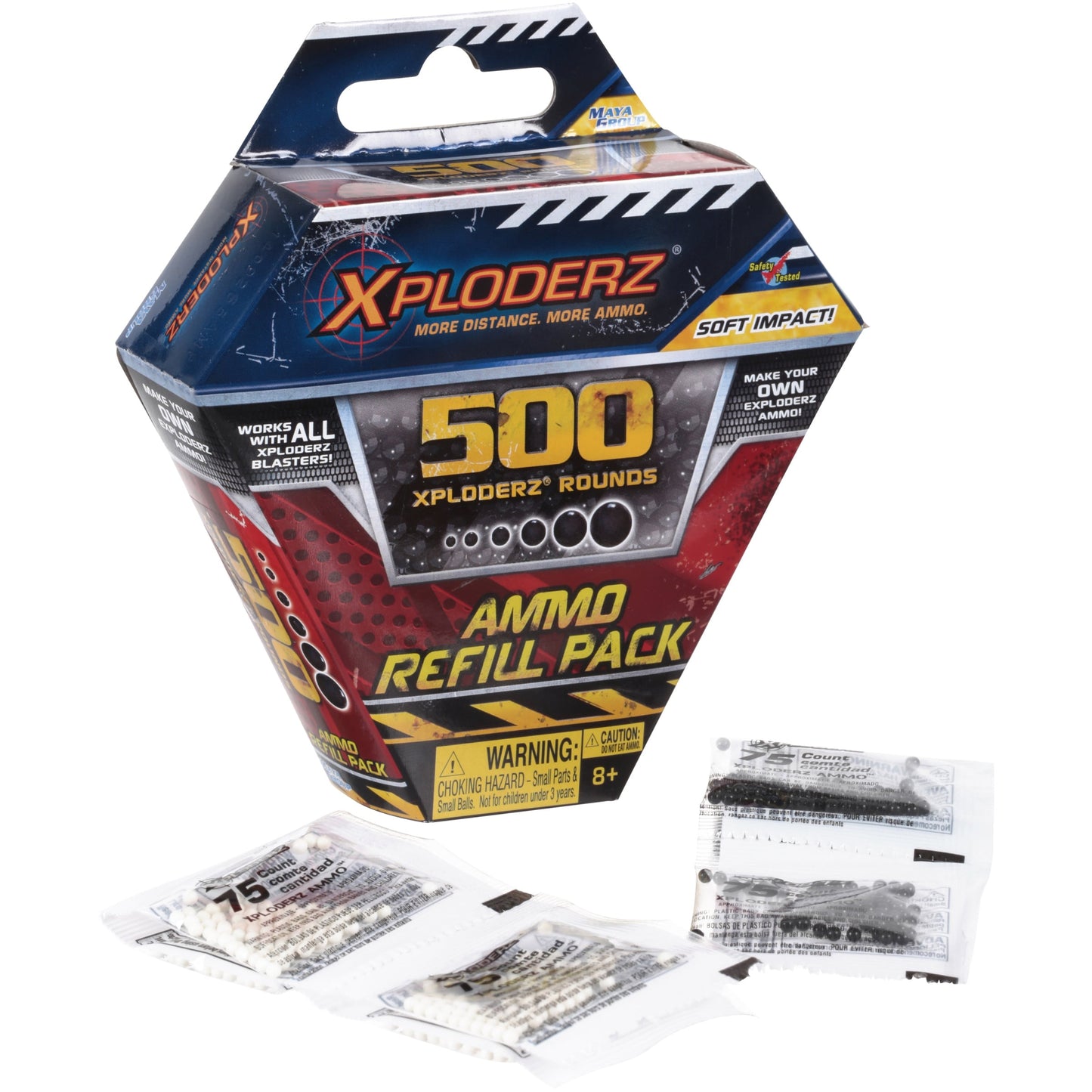 Xploderz Ammo Refill Pack containing 500 rounds with multiple refill packets displayed