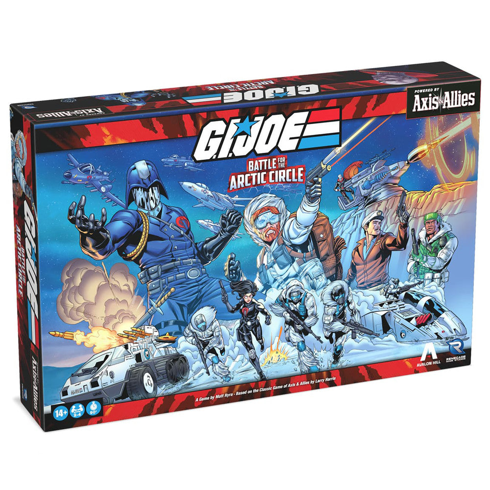G.I. JOE: Battle for the Arctic Circle board game box featuring action characters, military vehicles, and snowy arctic landscape artwork