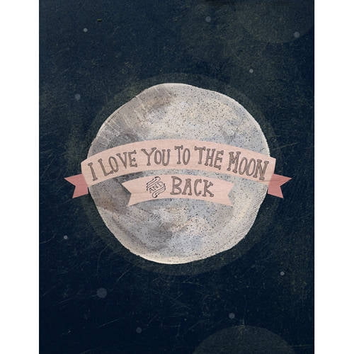 I Love You To The Moon And Back children's board book cover with illustrated moon and pink banner on dark starry background