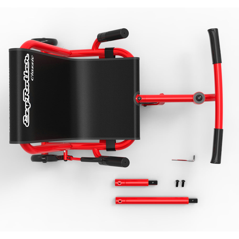 EzyRoller Classic red ride-on scooter with extendable design and included accessories