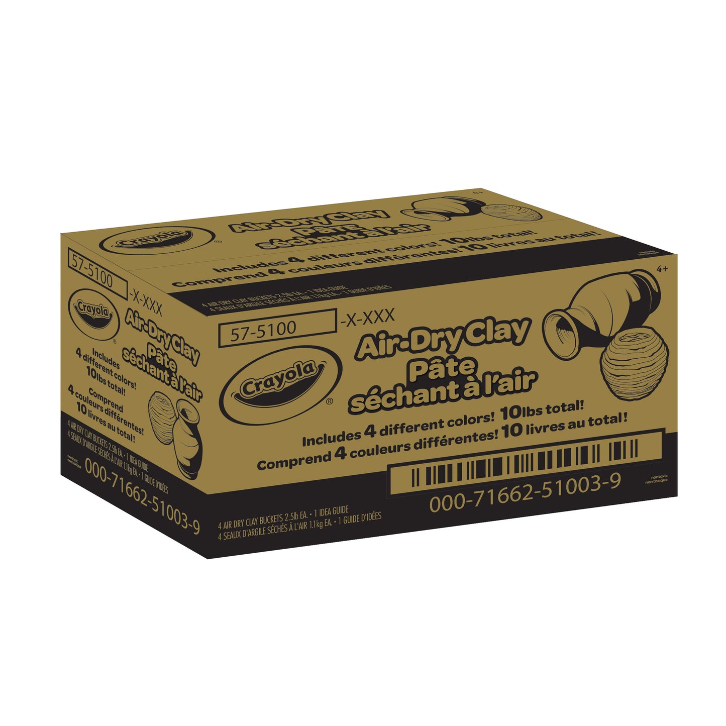 Crayola Air-Dry Clay Rainbow Sculpting Kit - 4 Colors, 2.5lb Each