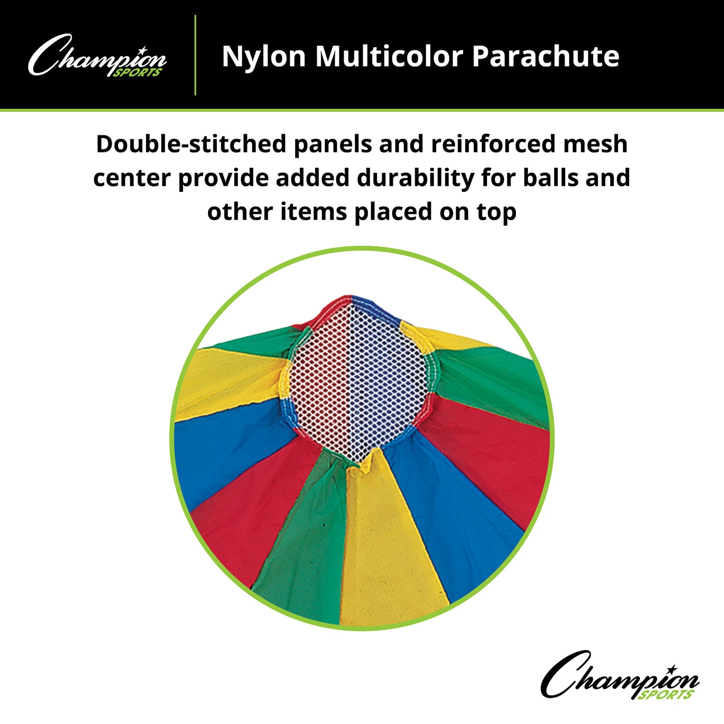 Champion Sports Giant Rainbow Parachute with 20 Handles, 24' Diameter