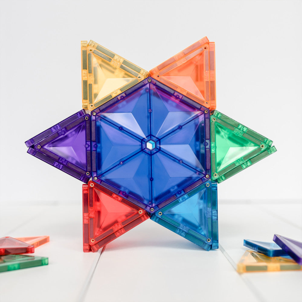 Connetix Rainbow Geometry Magnetic Tiles Set, 30 Pieces