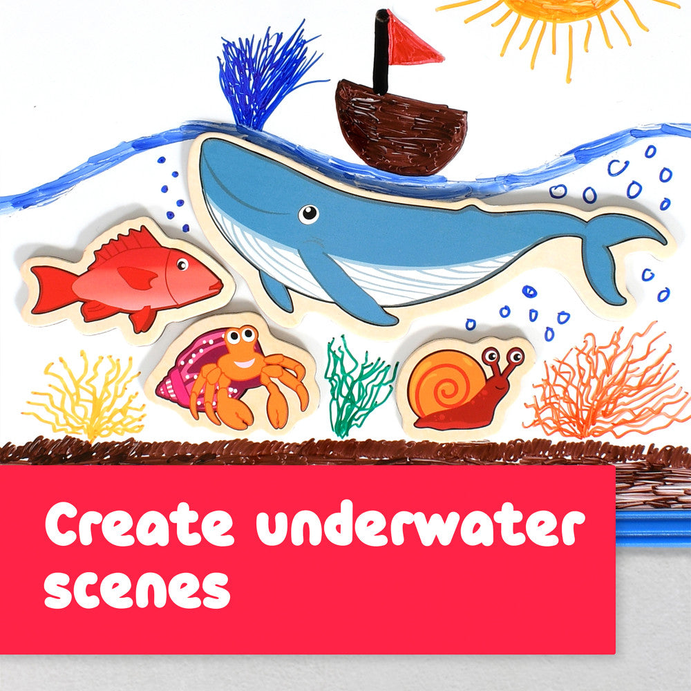 Spark & Wow Wooden Magnets - Sea Life Exploration Set - 20 Pieces
