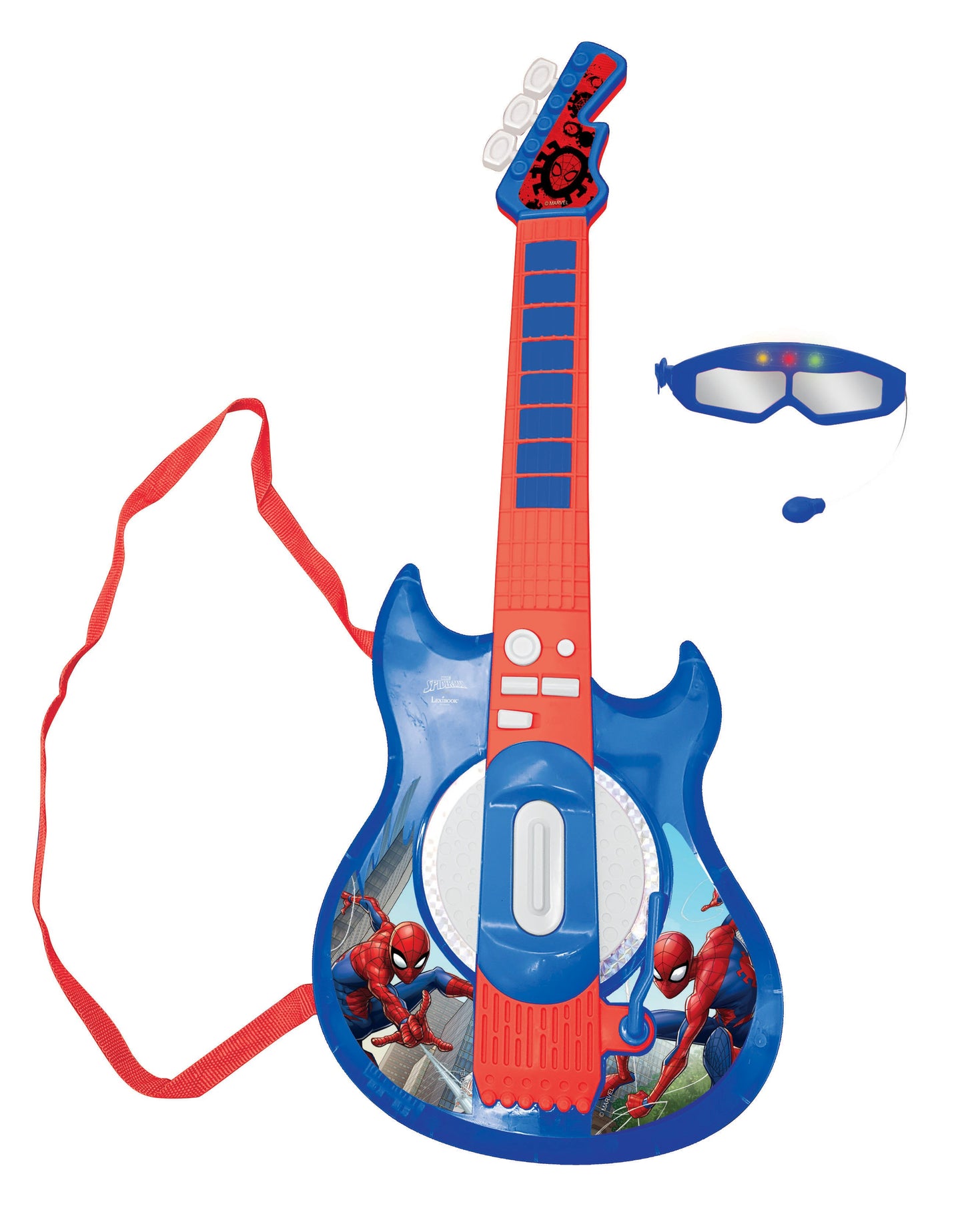 Spider-Man Red and Blue Electronic Lighting Guitar with Mic