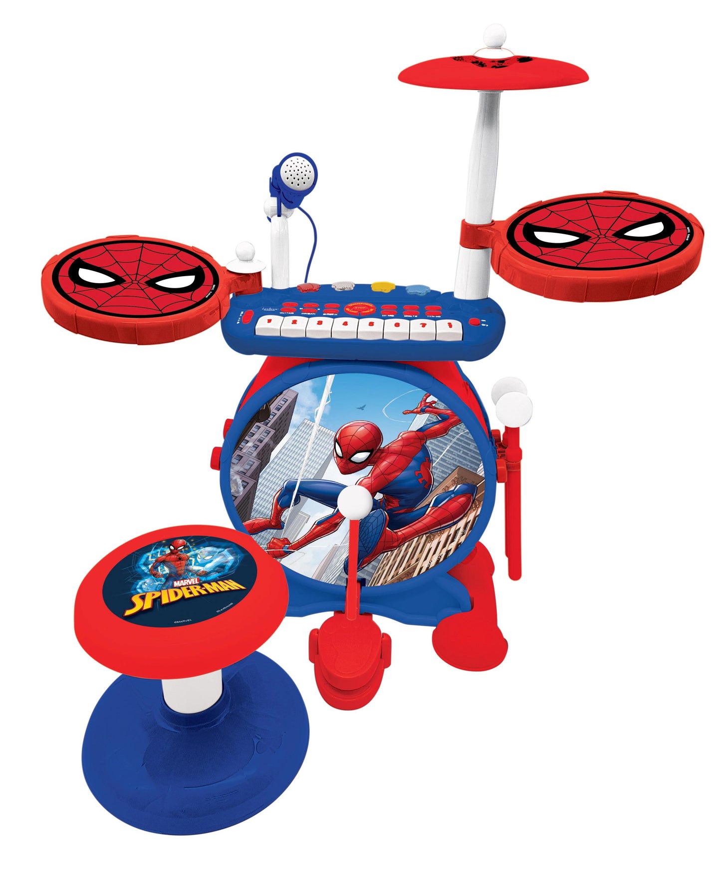 My Rock Band Spider-Man Blue/Red Electronic Drums Set with Seat