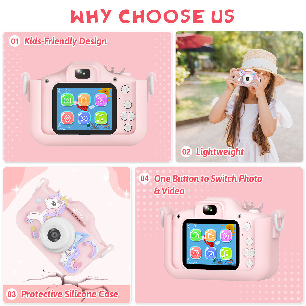 Contixo KC3 Kids Digital Camera With Silicone Cover 1080p HD