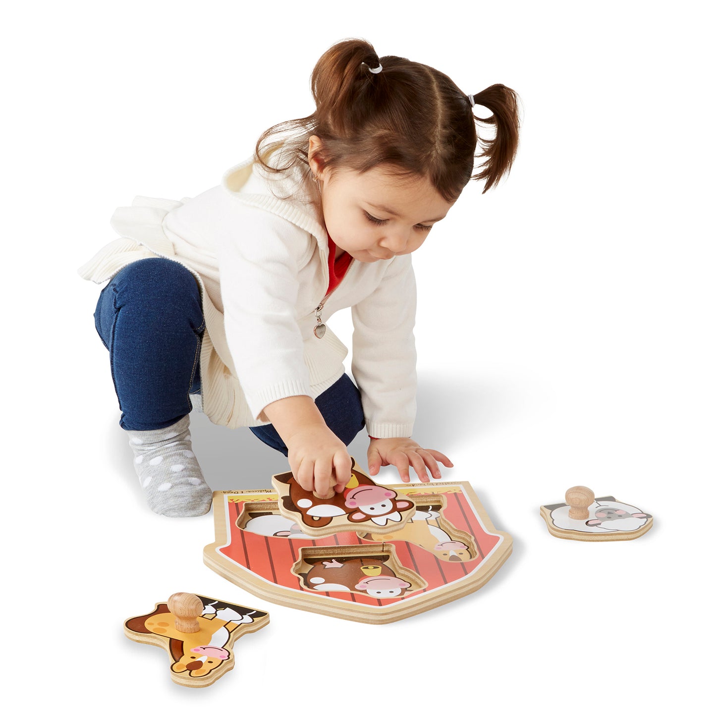 Melissa & Doug Barnyard Animals 3 pc Wooden Peg Puzzle