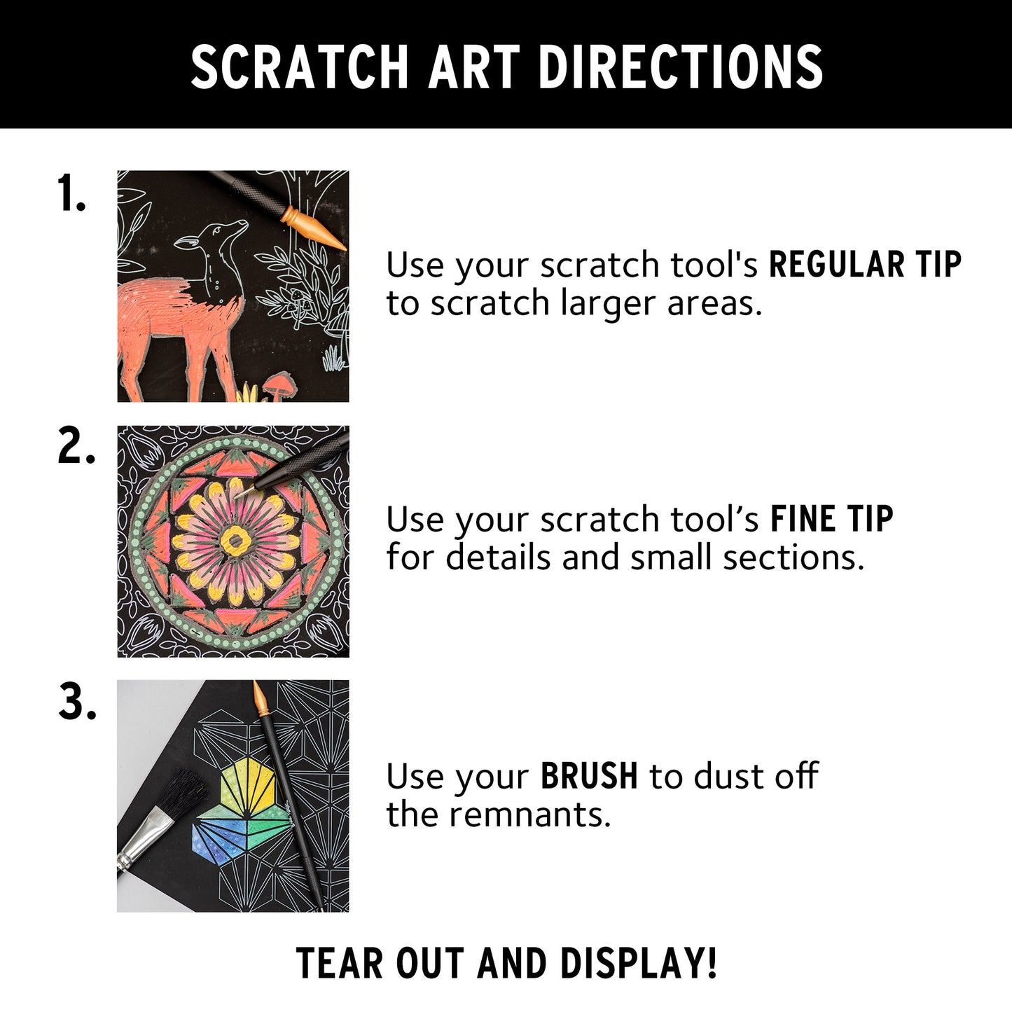 Scratch Art Paper Pad Nature with colorful revealed designs and scratch tool