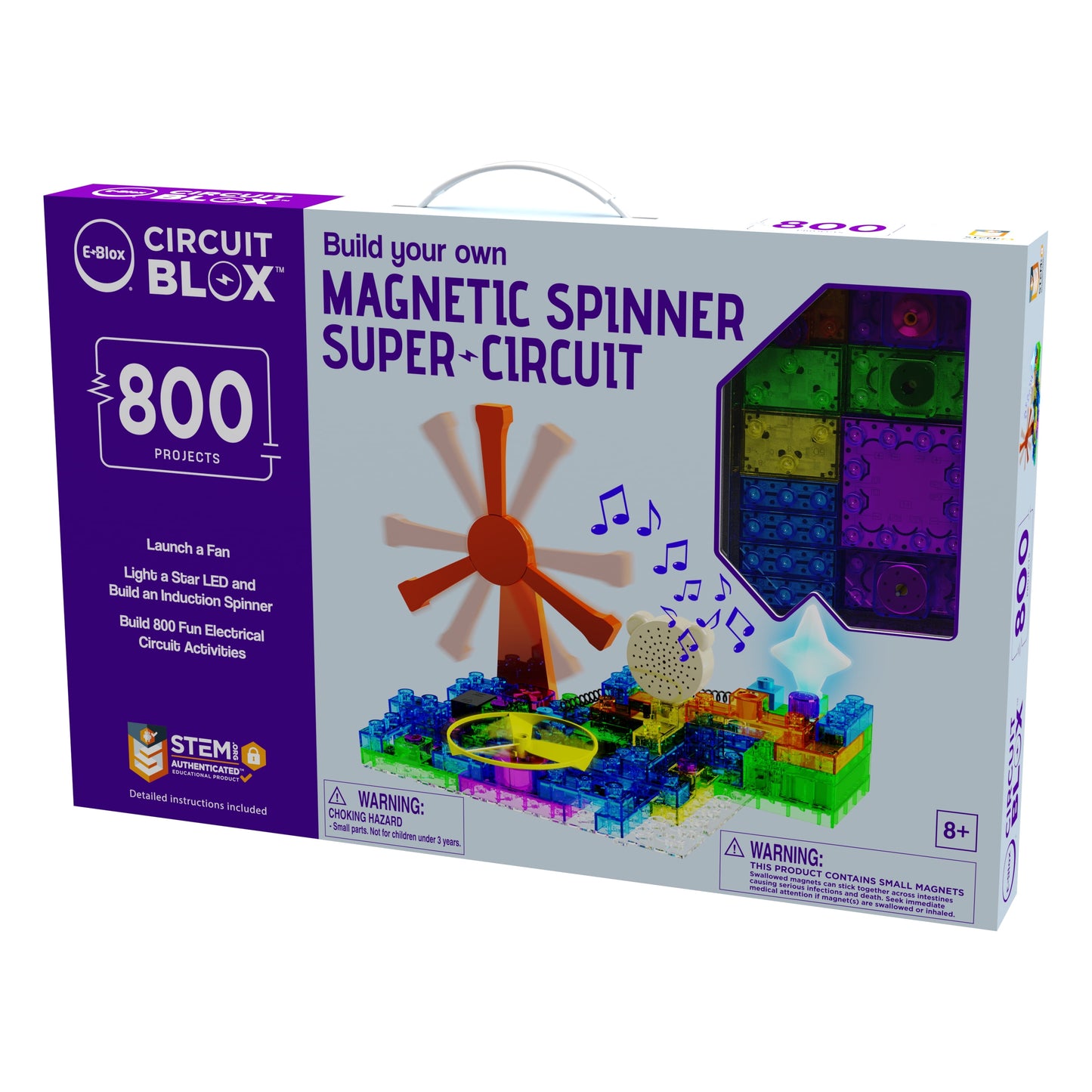 E-Blox Circuit Blox 800 Projects STEM Kit with magnetic spinner super-circuit and colorful building blocks