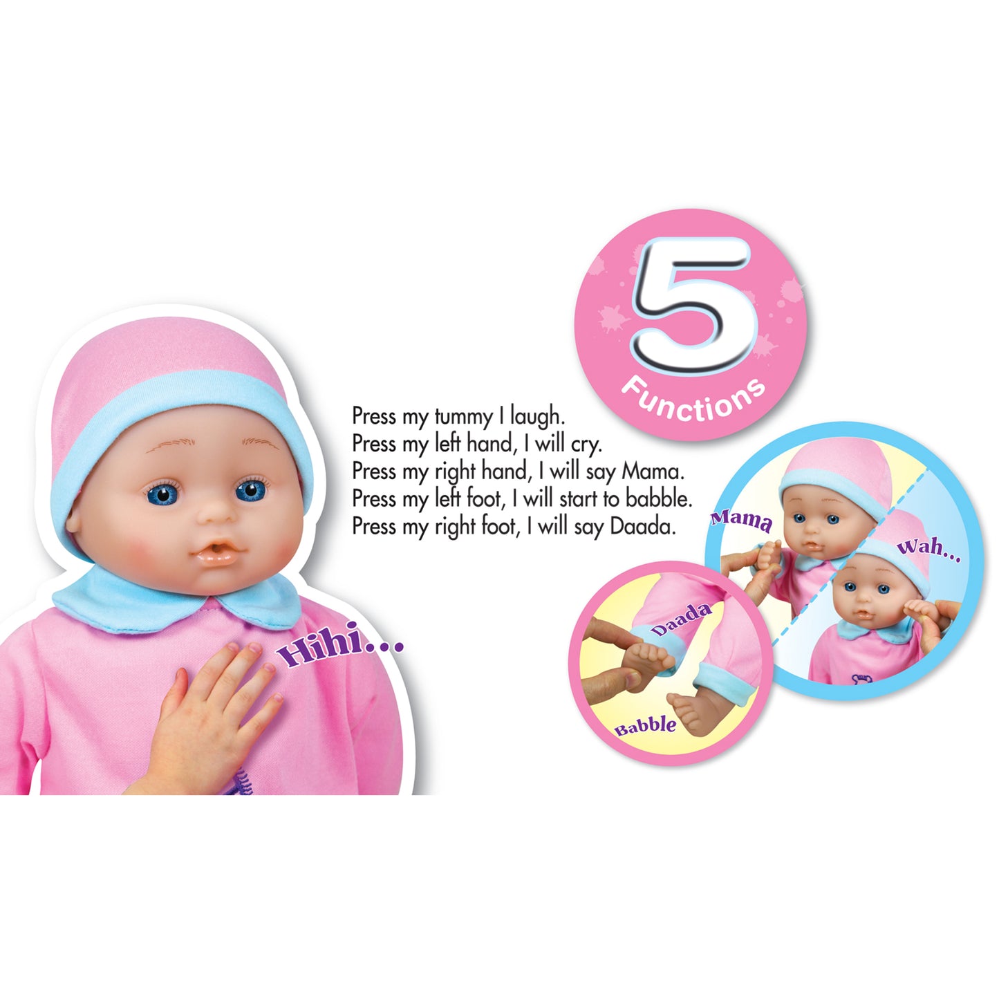 Lissi 14 inch Interactive Baby Doll with Accessories - Pink