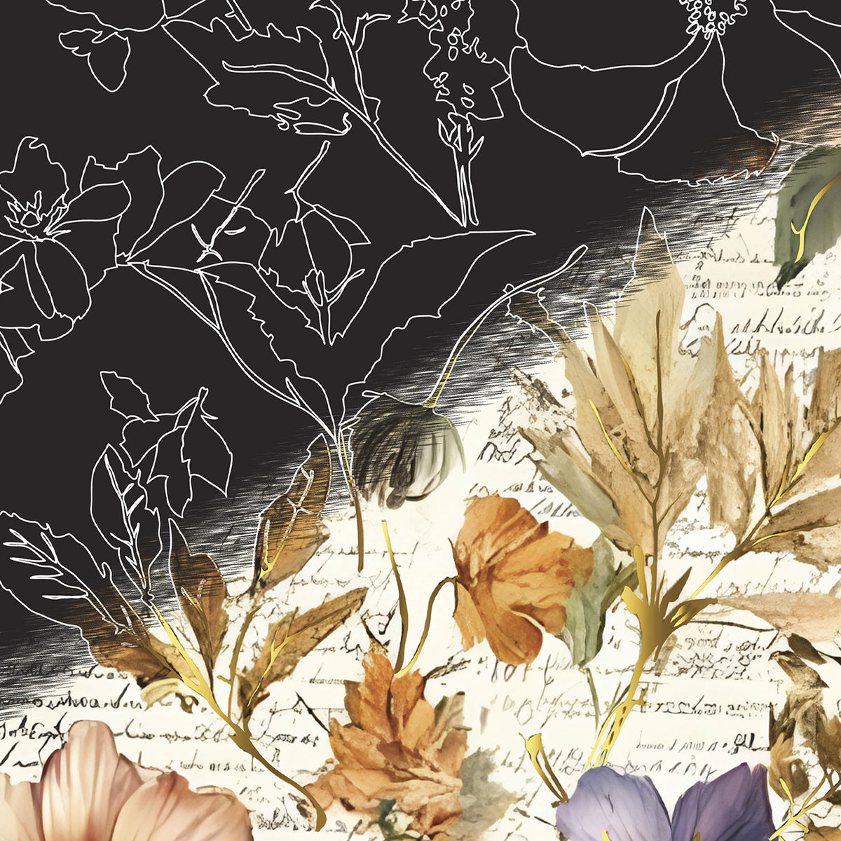 Scratch Art Paper Pad Woodland Songs with botanical illustrations and dried flowers