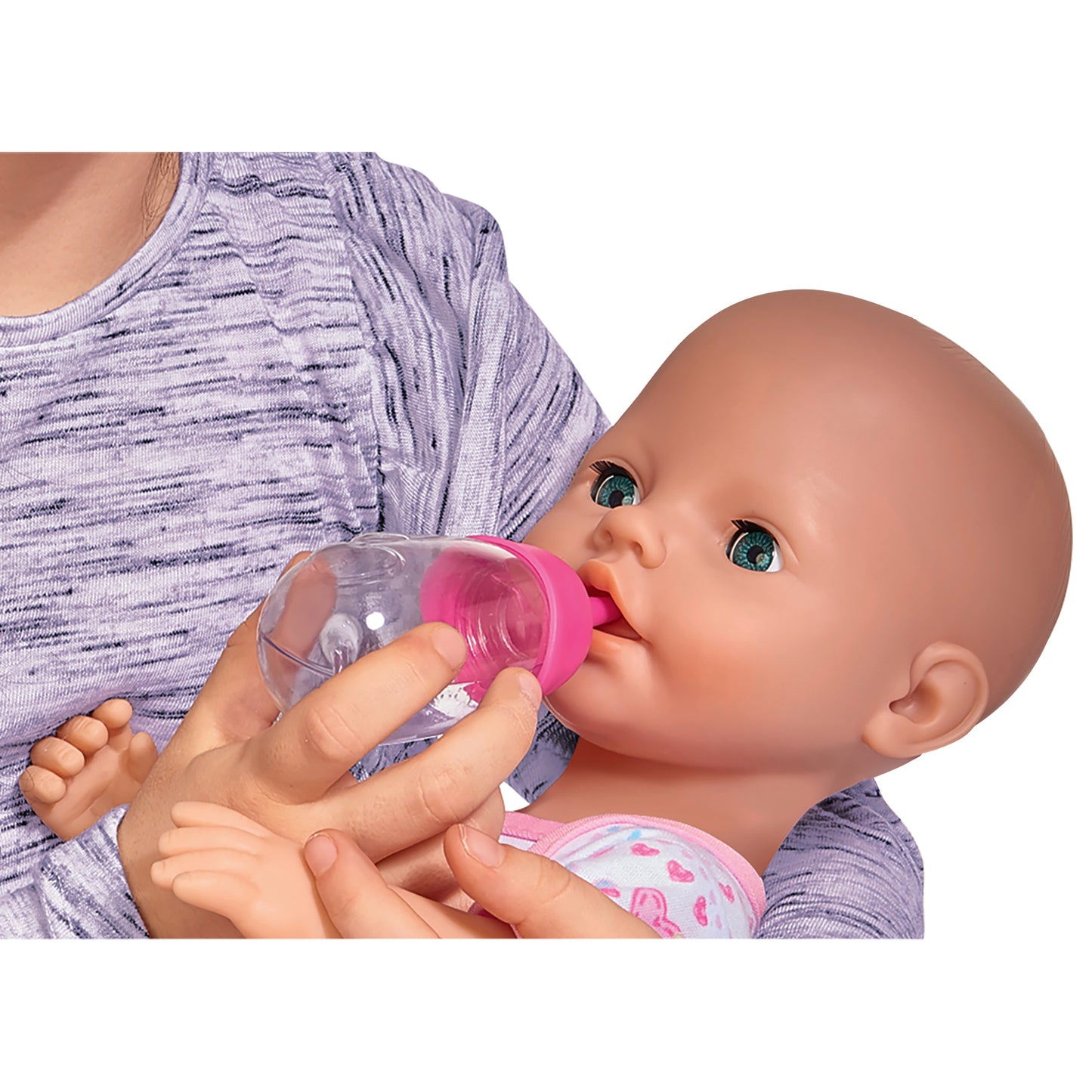 Simba Toys 15" Drink & Wet Baby Doll Set - Pink Heart Onesie