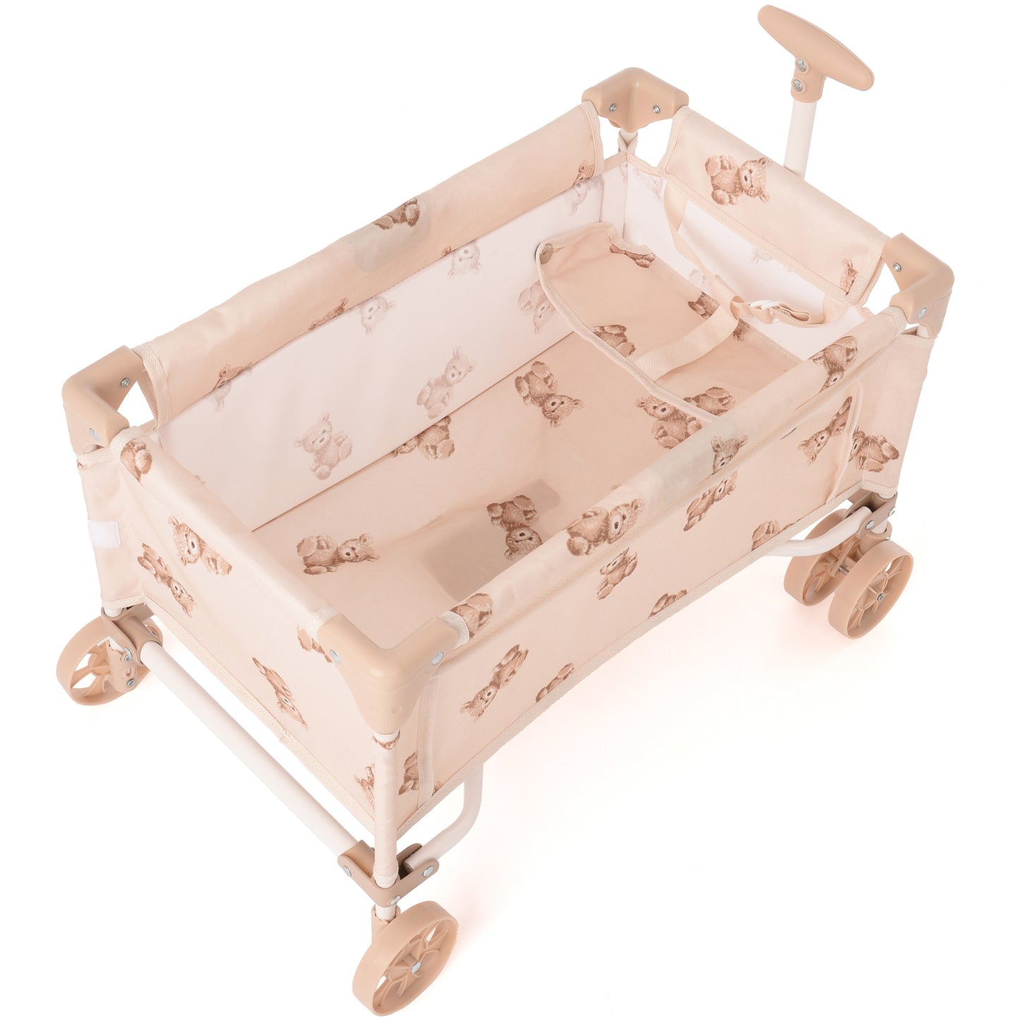 Roma Teddy Toy Wagon with teddy bear print fabric in cream color