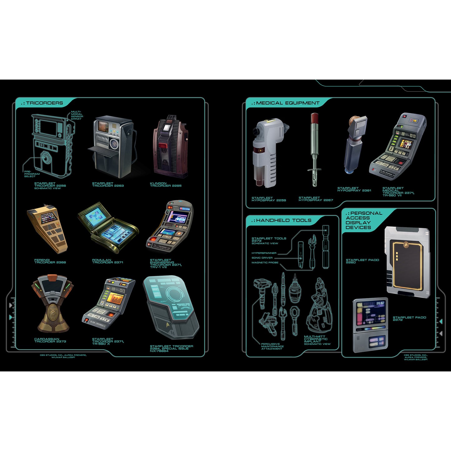 Star Trek Adventures Second Edition Technical Manual showing tricorders, medical equipment, handheld tools, and perso...