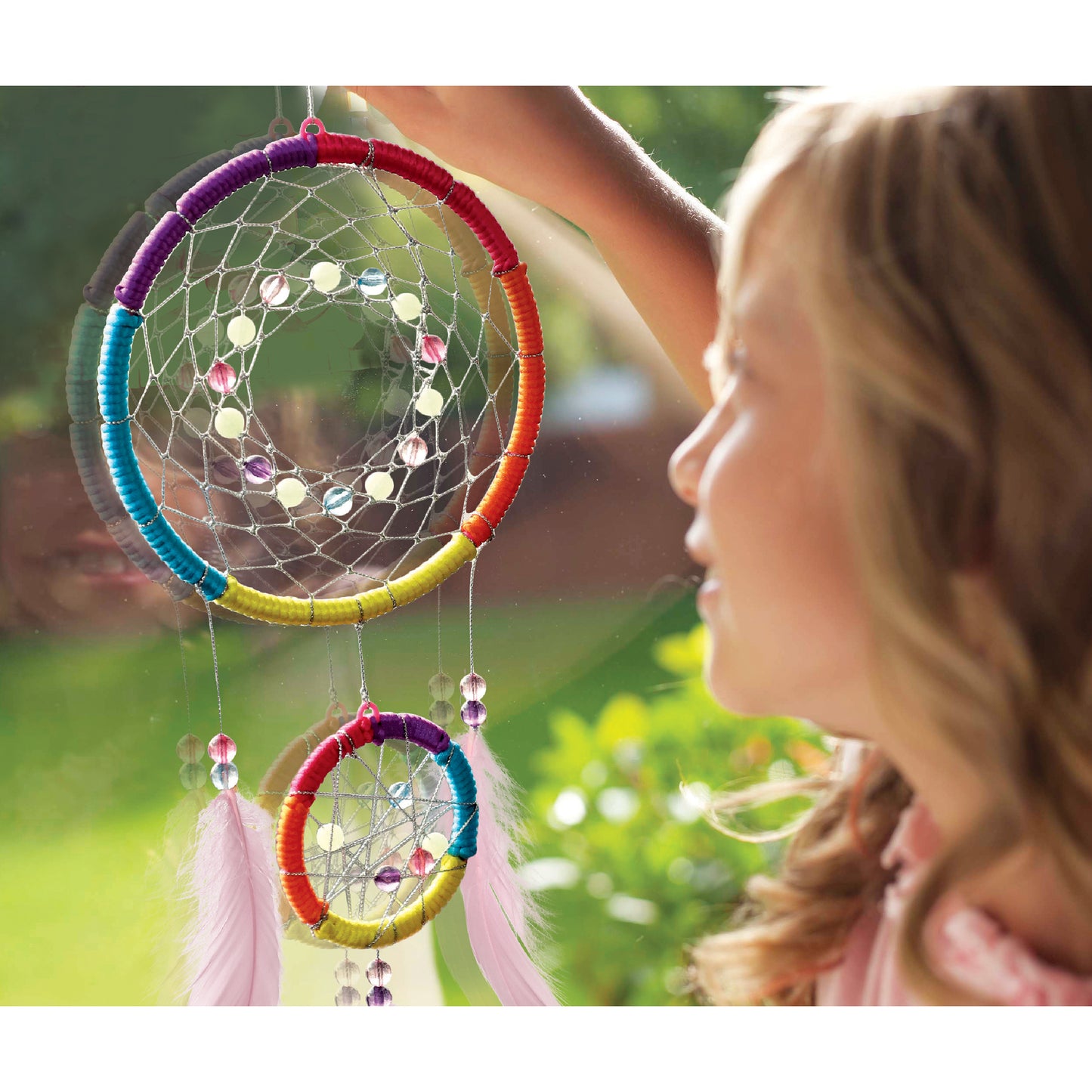4M KidzMaker Dream Catcher DIY craft kit with colorful rainbow rings and beads