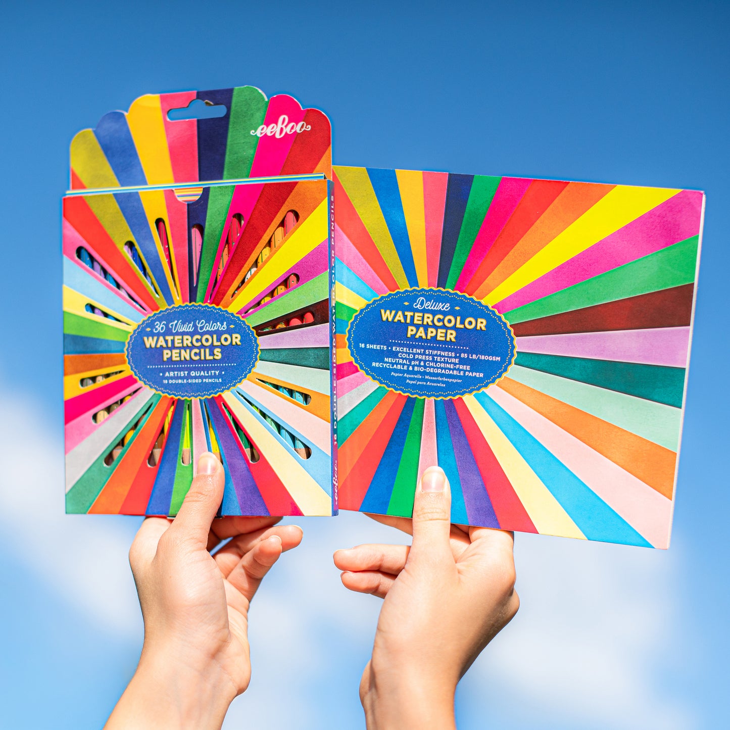 Deluxe Watercolor Paper Pad Rainbow with 36 watercolor pencils set