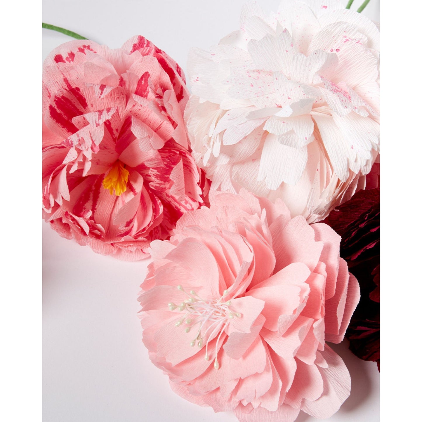JOS Create Your Own Paper Flowers craft kit with pink and white handmade paper blooms