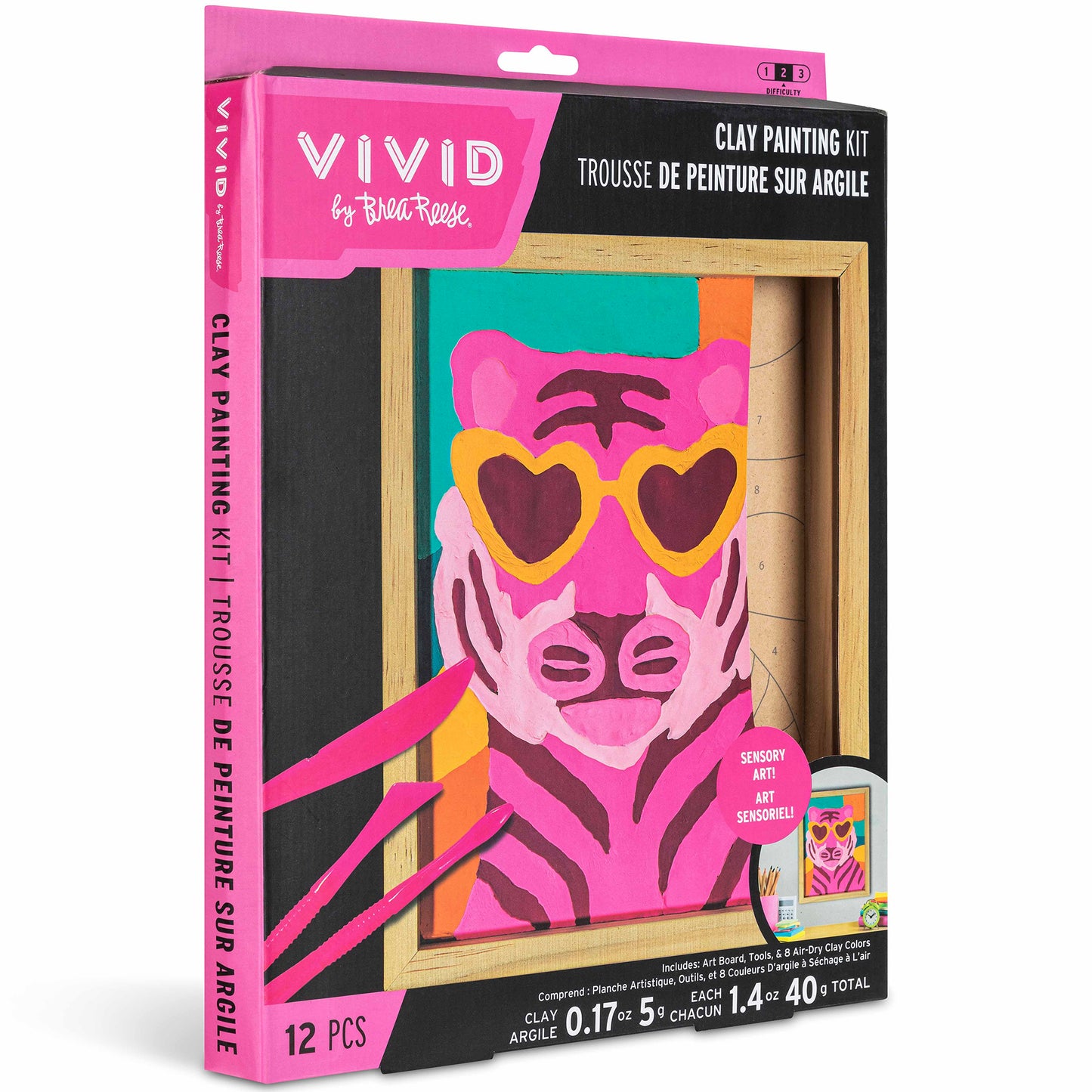 VIVID Clay Painting Kit Wild Tiger by Rhea Rose with wooden frame and colorful clay