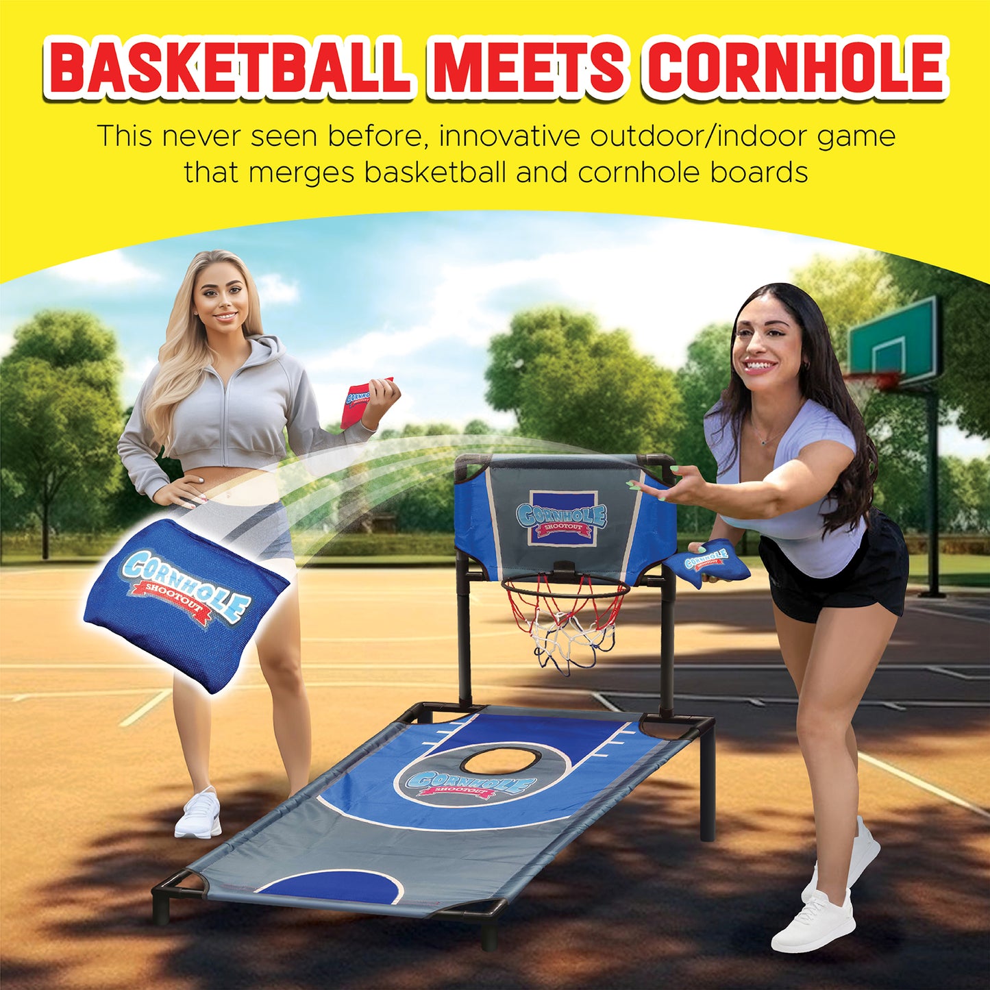 ABetter Design Cornhole Shootout: Basketball & Bean Bag Toss Combo, Ages 6+