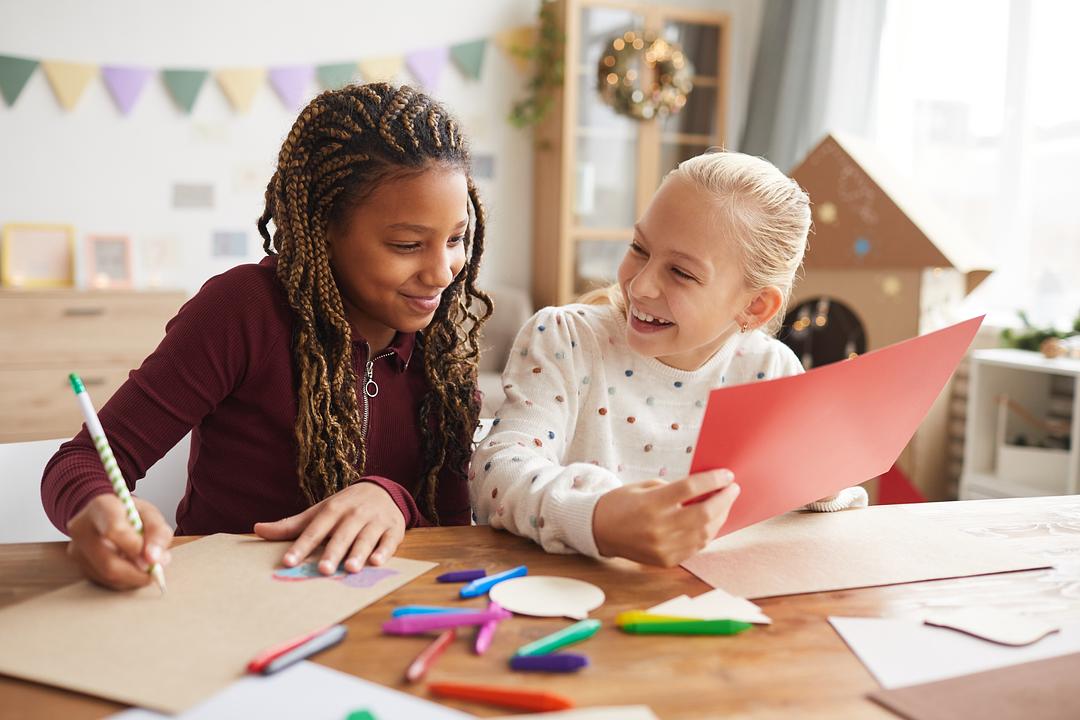 Girls crafting together