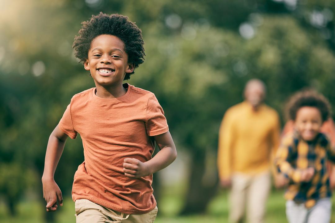 Kids racing outdoors