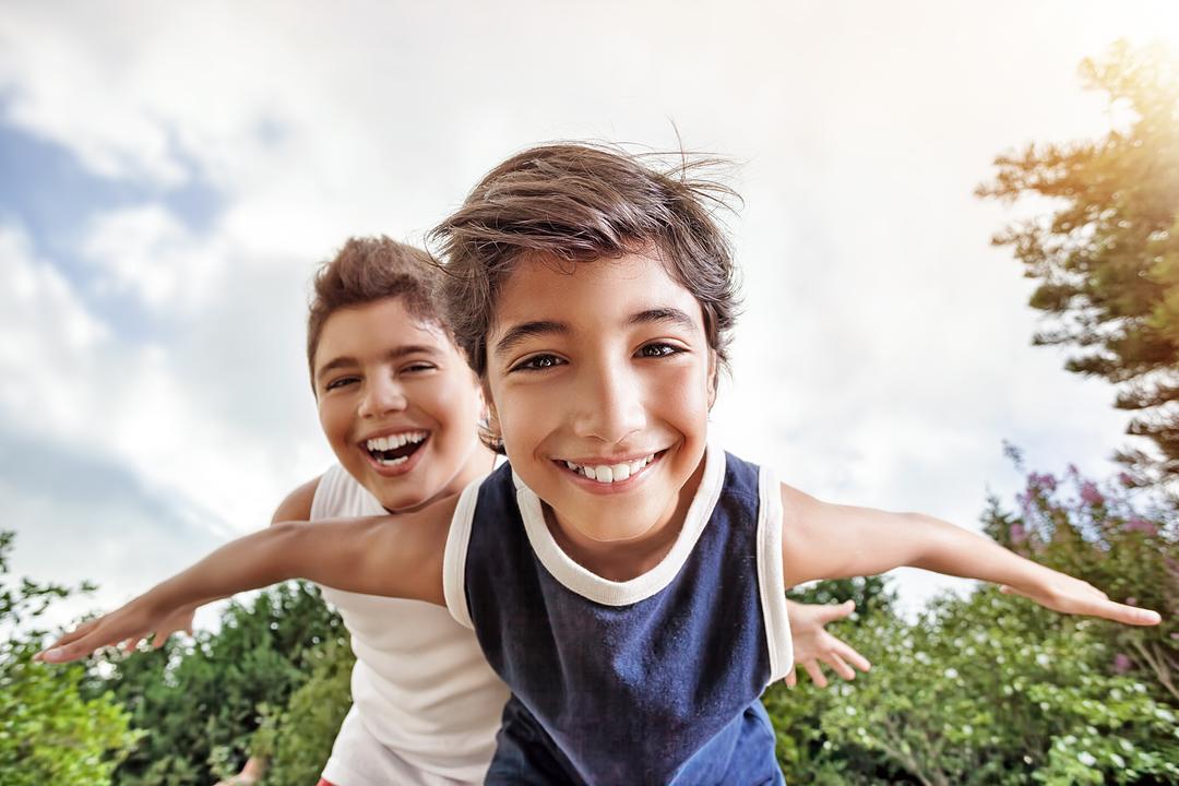 Boys playing outside