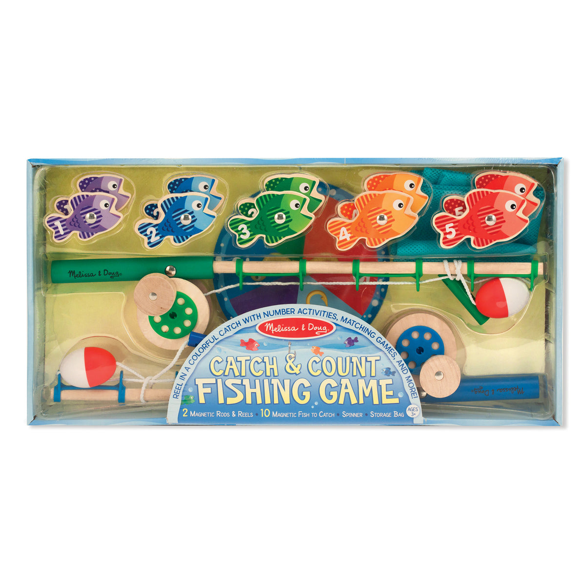 Melissa & Doug Catch & Count Fishing Game with colorful magnetic wooden fish and fishing rods