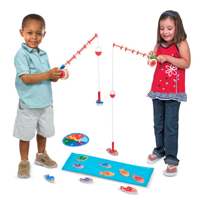 Catch & Count Magnetic Fishing Game with red reel and colorful fish toys for kids