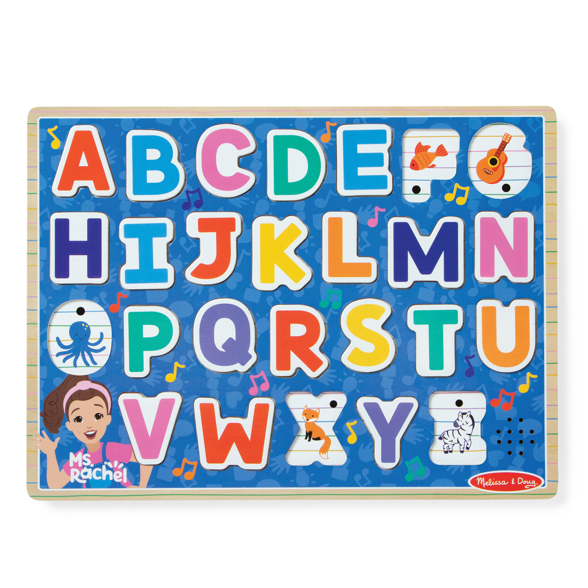 Melissa & Doug Ms. Rachel Wooden Phonics Alphabet Sound Puzzle with 26 colorful letter pieces and interactive sound b...