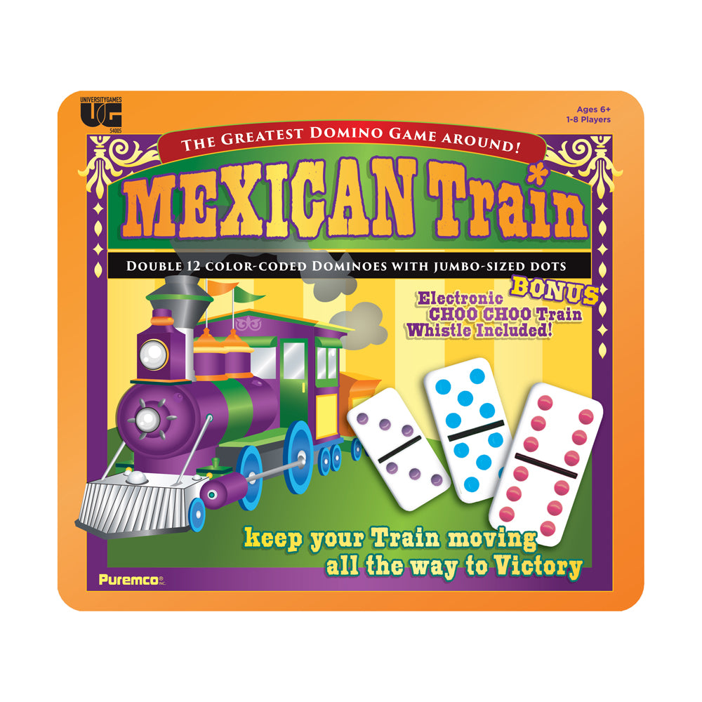 Mexican Train Double 12 Color Dot Dominoes Game Set - Professional Size