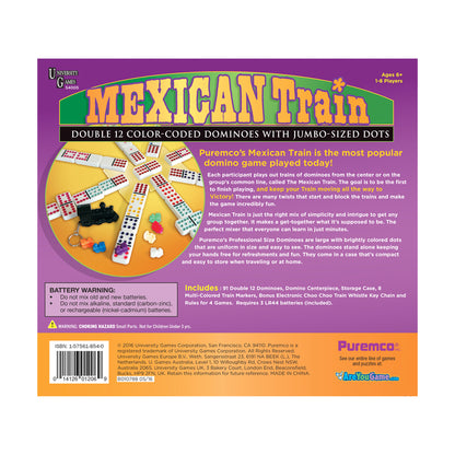 Mexican Train Double 12 Color Dot Dominoes Game Set - Professional Size