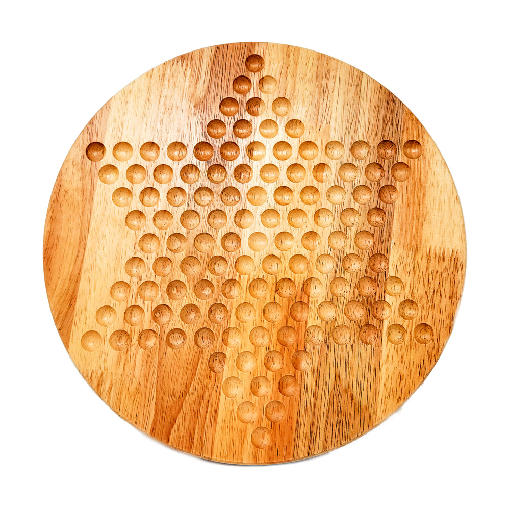 Classic Game Collection 12-Inch Wooden Chinese Checkers Set with Marbles