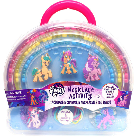 My Little Pony Necklace Activity Set with colorful beads, charms, and rainbow storage case