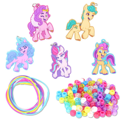 My Little Pony Necklace Activity Craft Set with colorful pony charms, beads, and rainbow strings