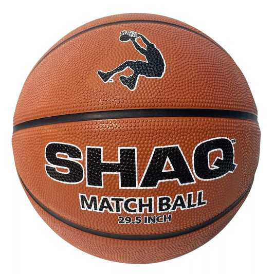 SHAQ Matchball basketball, orange with black and white branding and player logo, 29.5 inch official size