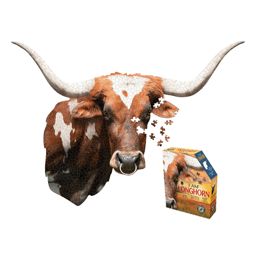 Madd Capp I AM LONGHORN 550-piece jigsaw puzzle featuring brown and white longhorn cow head