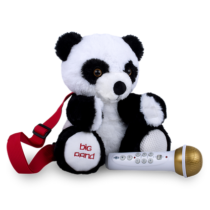 Singing Machine Kids Big Panda plush toy with microphone and red strap