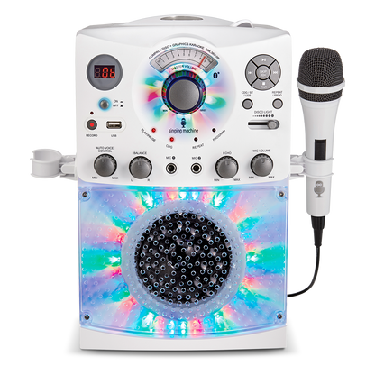 Singing Machine Portable Bluetooth Karaoke Machine with Wired Microphone and LED Disco Lights