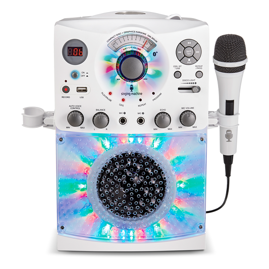 Singing Machine Portable Bluetooth Karaoke Machine with Wired Microphone and LED Disco Lights